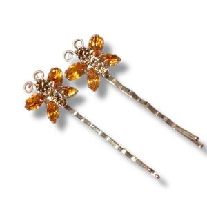Tarina Tarantino silver and Orange Dragonfly Hair Pins butterfly 90s Y2K vintage